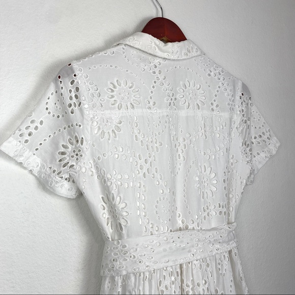 RACHEL PARCELL White Tiered Eyelet Button Up Dress Size Small - Picture 10 of 15